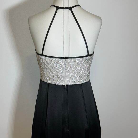 ABS by Allen Schwartz Black & White Lace Top Halter Formal Gown Womens Size 4 - Picture 8 of 16